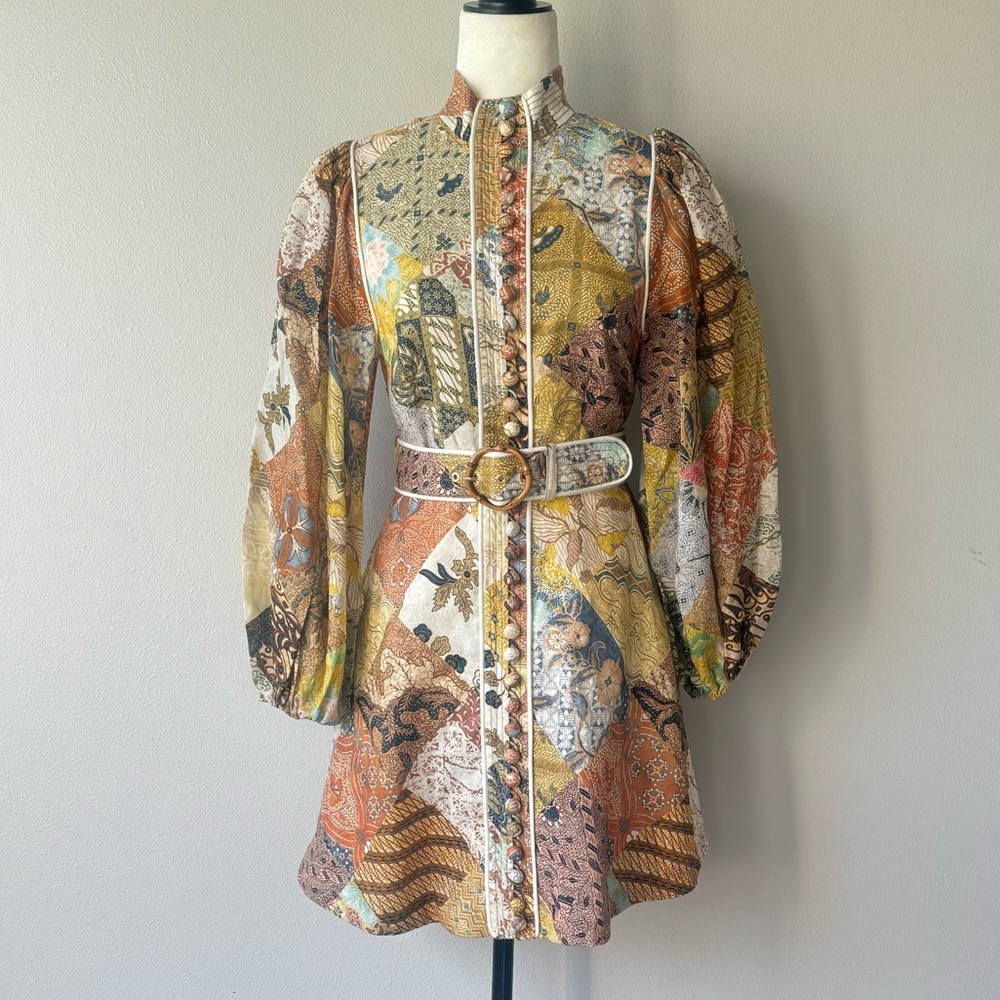 Zimmermann Multicolor Patchwork Mini Dress - Picture 3 of 6